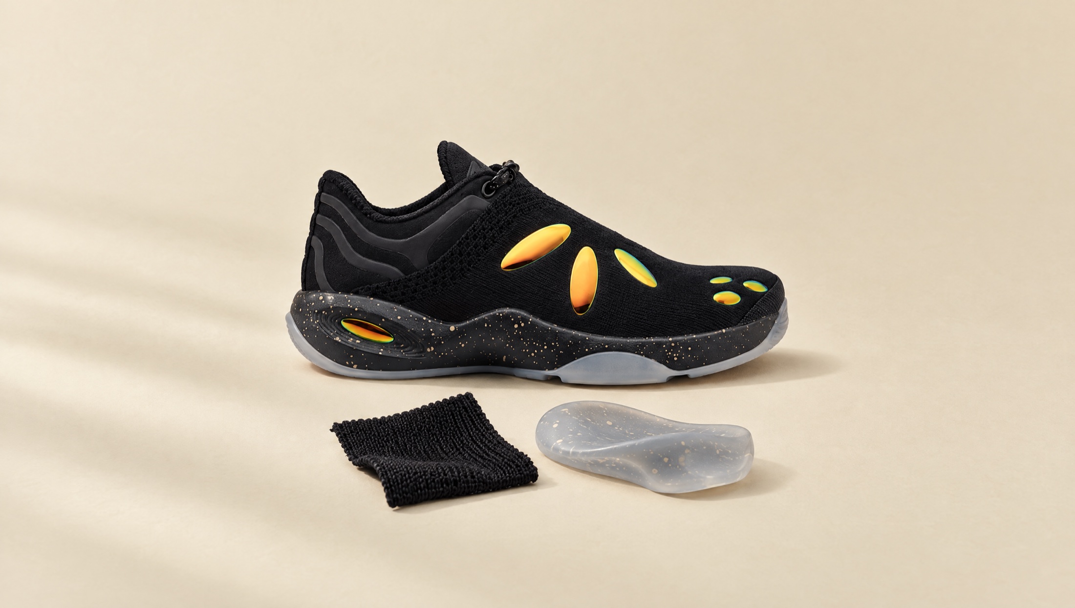 Illustrative 741 campaign image: sample beside finished shoe